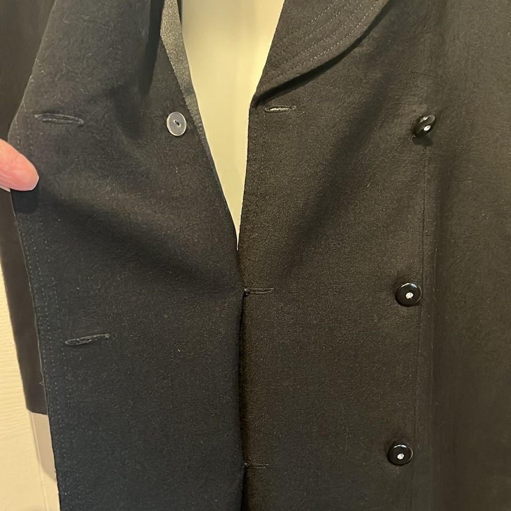 Vintage Rare Wayne Clark Black Wool Double‎ Breasted Coat Dress Size 10 - Picture 11 of 13